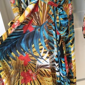 Colorful tropical sexy maxi dress